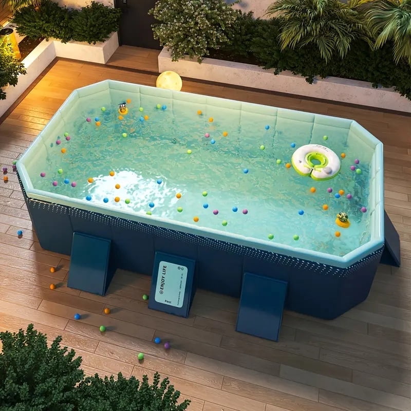 Inflatable Pool for Kids and Adults, 73"x 54" x 18" Oversized Thickened Family Swimming Pool, Foldable Outdoor Blow Up Pool for Lawn, Garden, Backyard