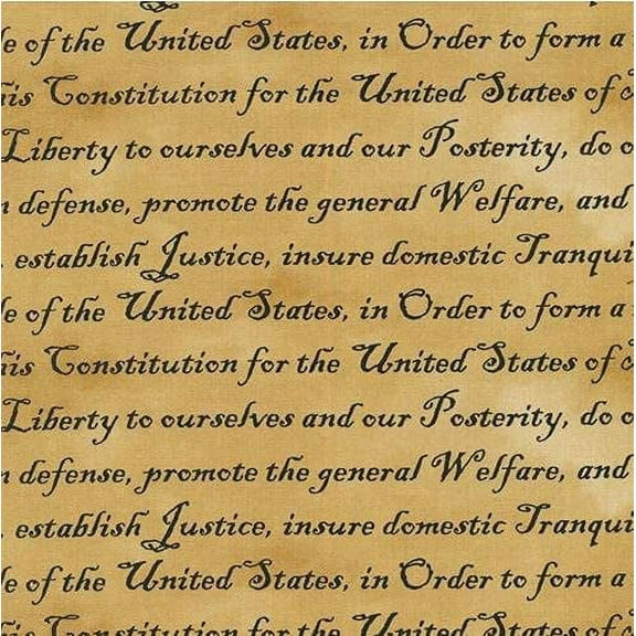 Cotton United States Constitution Quotes Patriotic Preamble We the People Defenders of Freedom Words on Tan USA America Fourth of July Cotton Fabric Print by the Yard (112-10922)