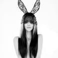 thumbnail image 3 of Halloween Party Ball Black Lace Rabbit Bunny Ears Headband Headwear, 3 of 3