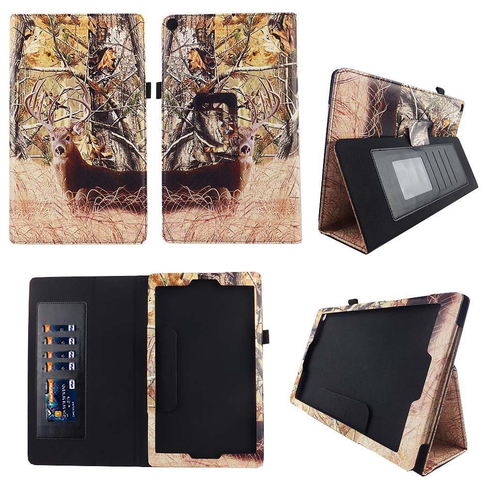 Camo Tail Deer Folio Case for Fire HD 10 Slim Fit Leather Standing