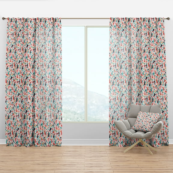 Designart 'Abstract Retro Pattern Design II' Mid-Century Modern Curtain Panel