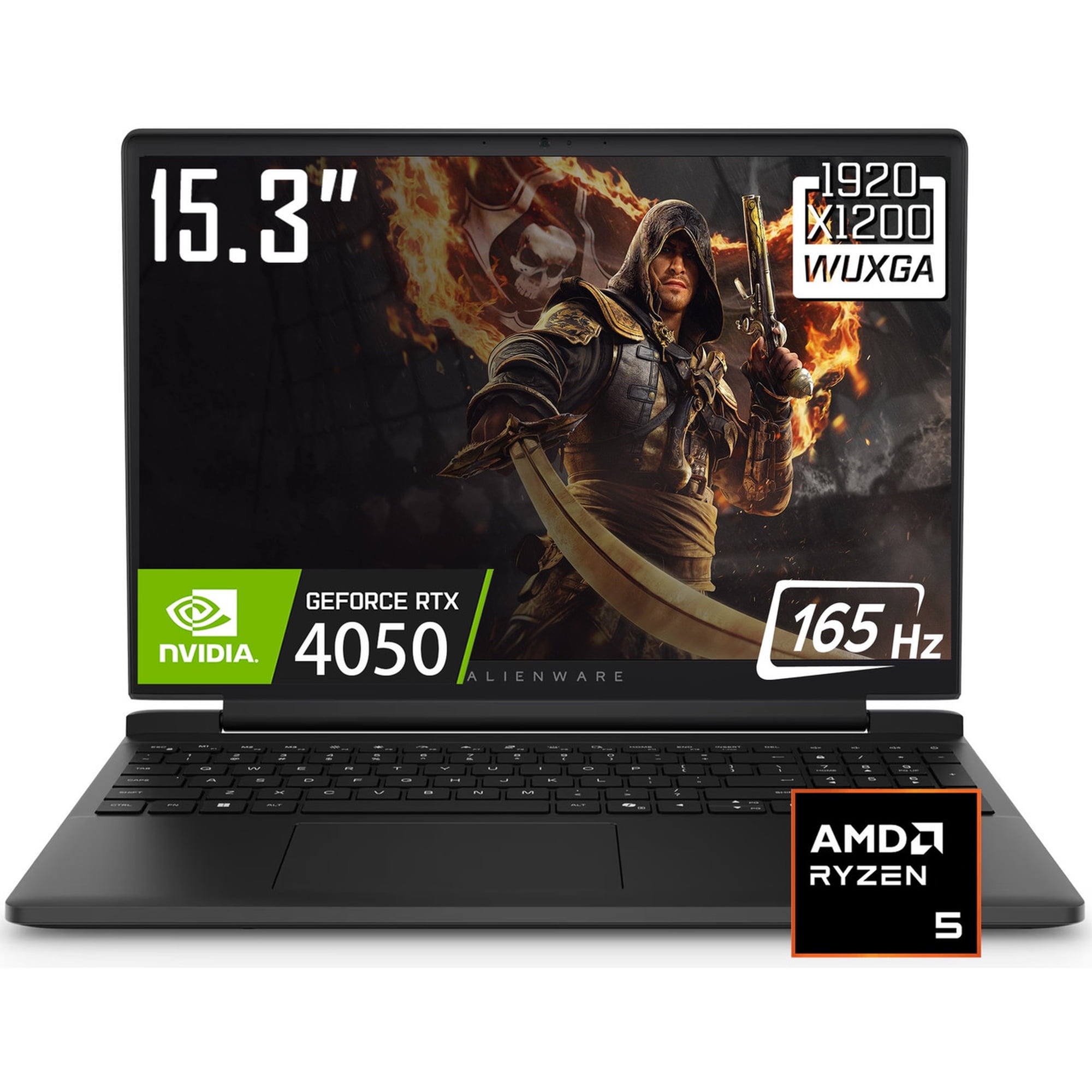 Dell Alienware 15 Gaming Laptop, 15.3" 1920 x 1200 FHD+ 165Hz LED Display, AMD Ryzen 5 220, NVIDIA RTX 4050, Backlit KB, WiFi 6, Win11 Home(16GB DDR5 | 512GB SSD)