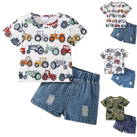 Nwiuh Summer Toddler Baby Boy Clothes Aunties/Mamas Boy Outfits 3 6 12 18 24 Months 2T 3T 4T Short Sleeve Tops Shorts Set Orange for Size 6-9 Months