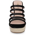 thumbnail image 3 of BLISSFUL STEP Sandales Compensées à Plateforme à Brides pour Femmes Espadrilles Noires à Talons Compensés 6 m US, 3 of 6