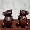 thumbnail image 1 of Ebony wood carved rat figurine, one of the twelve zodiac animal figurines, wooden rat for home decoration, corner decoration, auspicious object, business opening decoration, craft gift., 1 of 3