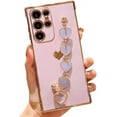 thumbnail image 7 of Love Heart with Bracelet Chain Solid Color Plating TPU Case Compatible with Samsung Galaxy Case (Galaxy S24,Brown), 7 of 7