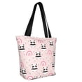 thumbnail image 4 of Cauagu Cute Cartoon Panda Print Canvas Aesthetic Tote Bag for Women Beach Bag Shopping Bags Shoulder Bag Reusable Grocery Bags, 4 of 7