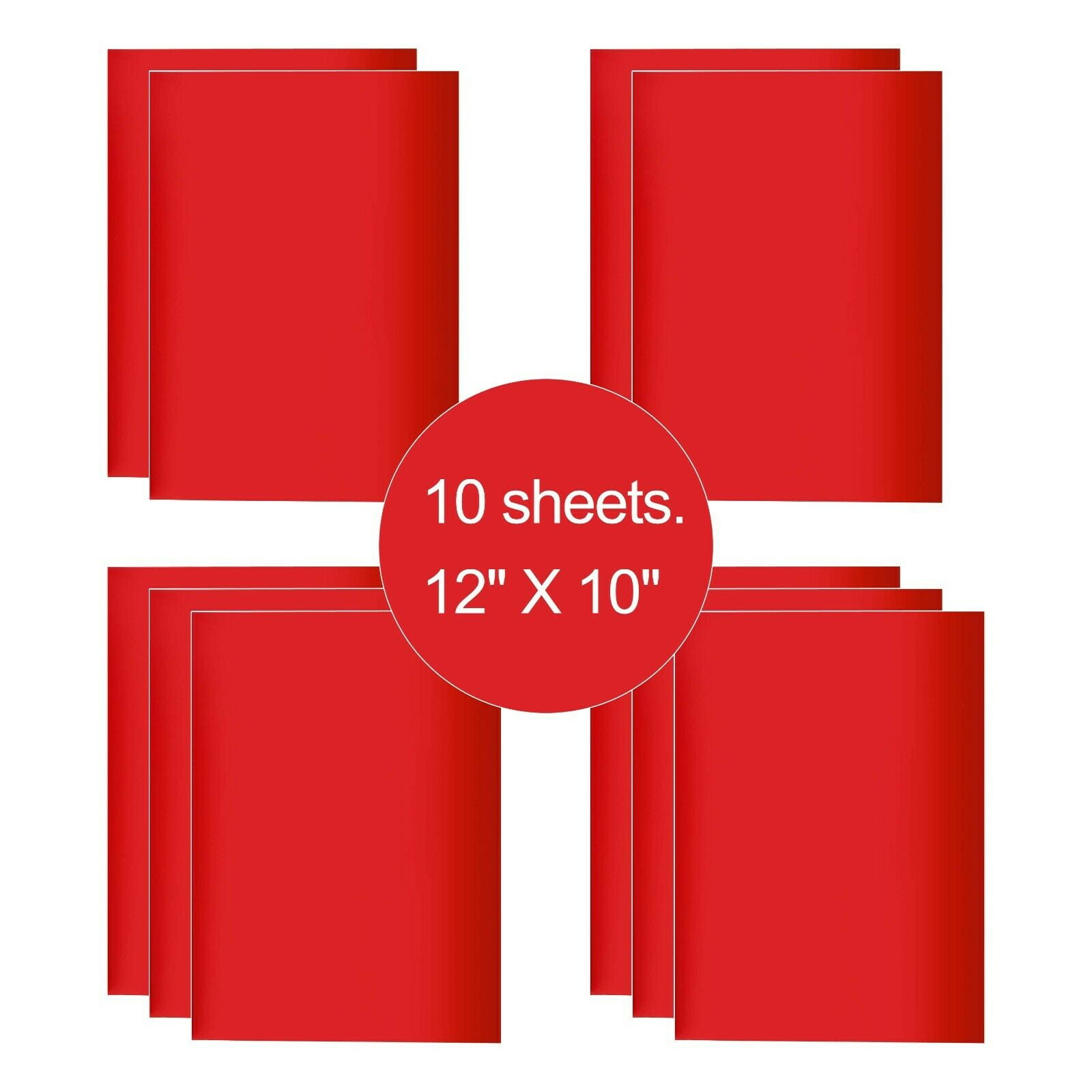 10 Sheets Red 12" x 10" Pre Cut HTV Iron On Heat Transfer Vinyl Paper for T-Shirts Cricut Silhouette
