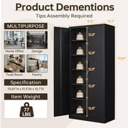 Fesbos Metal Storage Cabinet with Lockable Door,5 Adjustable Shelves - 71 Steel File Tool Organizer Cabinets for Office,Home,Garage,School,Warehouse,Industrial