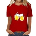 thumbnail image 1 of Tops Cortos para Mujeres, Oktoberfest Casual Impreso Cuello Redondo Manga Corta Camiseta Top Hecho de Poliéster para la Primavera Verano Uso Diario, Camisetas Casuales de Mujer, 1 of 4