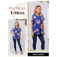 thumbnail image 5 of Nlife Women Floral Print Top Short Sleeve Tunic Boho Blouse Casual Summer Shirts, 5 of 8