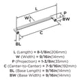 thumbnail image 5 of Amerock Ballard 7-9/16 inch (192mm) Center-to-Center Polished Chrome Cabinet Pull, 5 of 6