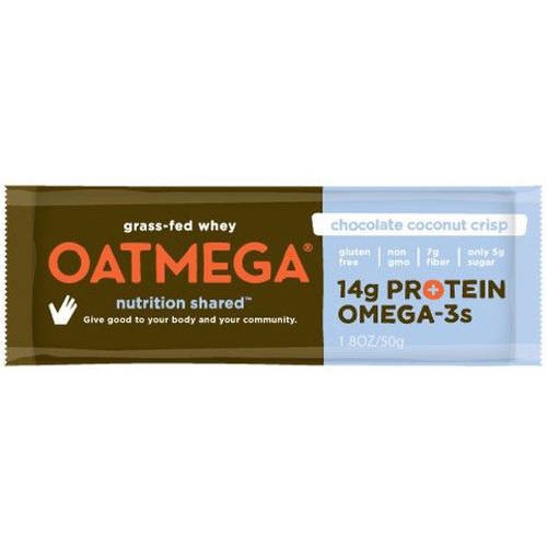 Oatmega GrassFed Whey Protein Bar, Chocolate Coconut Crsip, 14g