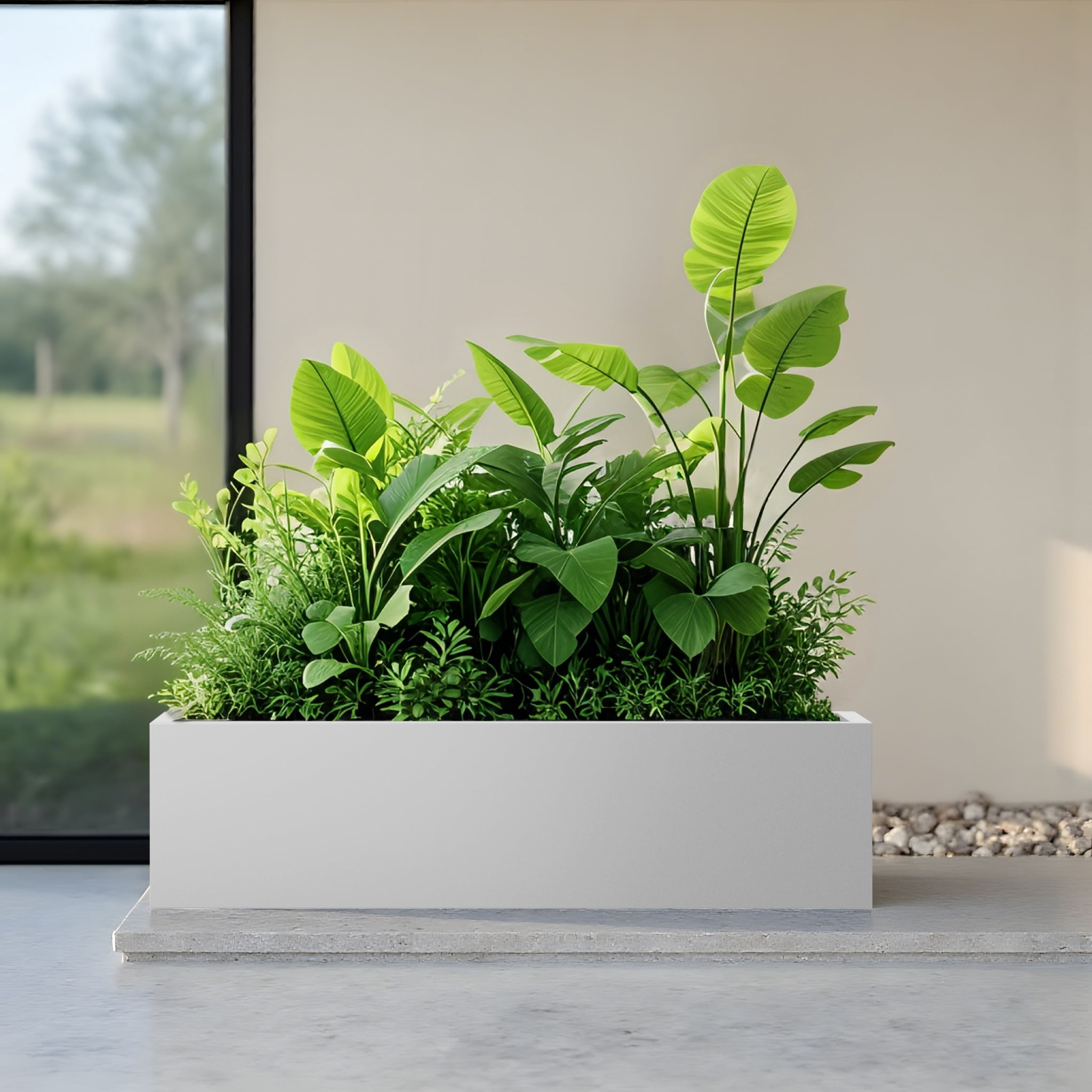 MAYEERTY 36*10"Large Metal Rectangular Planter with Drainage Holes for Tall Plants&High-Traffic Areas