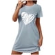 thumbnail image 2 of Camisón corto extragrande para mujer, estampado, cuello redondo y manga corta, de poliéster., 2 of 4