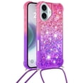 thumbnail image 2 of Funda para iPhone 16 Brillantina Líquida Divertida Reluciente y con Cristales en Movimiento Cuerpo Cruzado con Cordón Ajustable, 2 of 5