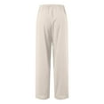 thumbnail image 4 of DuoJiaJ Linen High Waisted Wide Leg Palazzo Pants For Women Casual Summer Drawstring Trousers Flowy Beach Pants With Pockets Plus Size Casual Pants, 4 of 4