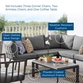 thumbnail image 5 of Lounge Sectional Sofa Chair Set, Aluminum, Metal, Steel, Grey Gray, Modern Contemporary Urban Design, Outdoor Patio Balcony Cafe Bistro Garden Furniture Hotel Hospitality, 5 of 10