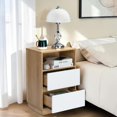 thumbnail image 3 of GZXS 2-Drawer Night Stand, 15.7" Small Side Table with Shelf, Modern End Table for Bedroom, Living Room, Easy Assembly, White & Oak, 3 of 4