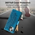 thumbnail image 5 of Mandala Phone Cover for iPhone 13 6.1, Ultra Slim Flip Case with Card Slot, Magnetic Closure, Embossing PU Leather Case with Stand Function and Lanyard, Foldable Motif-Blue, 5 of 9
