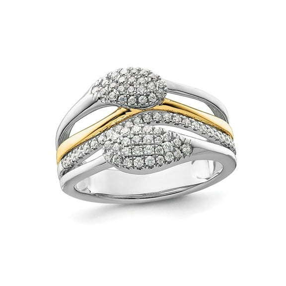 2/5 Carat (Ctw) Lab-Grown Diamond Ring in 14K White and Yellow Gold (SIZE 7) for Women