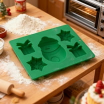 AYktou Christmas Silicone Molds, Christmas Snowman Cake Shaping Moulding Snowflake Gift Box Shape Candy Molds, Multi-Compartment Homemade Cake Utensils Fondant Molds DIY Baking Accessories