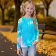 thumbnail image 5 of XADYUY Girls Long Sleeve Shirts 7-8 Trendy Tie Dye Crewneck Shirts for Girls Winter Basic Girls Tops Cotton Girls Sweatshirts 11-12 Years,Sky Blue, 5 of 6