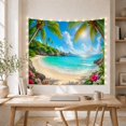 thumbnail image 5 of Crescent Beach with Hibiscus Beneath Palms, Serene Digital Art for Beach Lovers, Island Home Decor, Housewarming Gift, Tapestry Wall Hanging for Bedroom and Living Room, 5 of 7