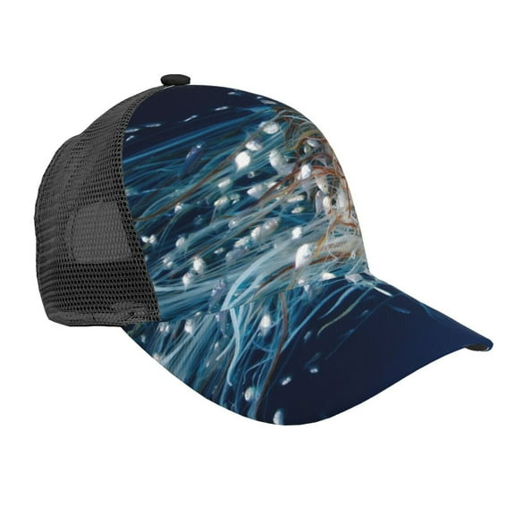 Picia White Jellyfish Dansing in the Ocean Pattern Trucker Hat,Baseball Cap,Sun Protection Cap,Stylish Headwear,Leisure Cap,Outdoor Sports Cap