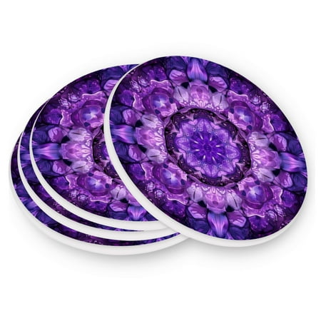 

Round Coasters Modern Style Ceramic Coaster Waterproof and Durable Drink Coaster Coasters set of 4 Customizable Coasters 1pc Purple Artascope Pattern