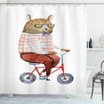 thumbnail image 1 of Ambesonne Funny Shower Curtain, Urban Bear on Bicycle, 69"Wx75"L, Multicolor, 1 of 3