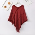 thumbnail image 2 of Municipal Fringed Poncho Sweater Soft Knit Cape Sweater Pullover Shawl Poncho for Women Girls, 2 of 3