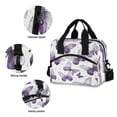 thumbnail image 5 of Insulated Crossbody Lunch Bag 10L Lunch Tote with Adjustable Shoulder Strap for Work Office Picnic Lavender-colored Butterfly Pattern, 5 of 6