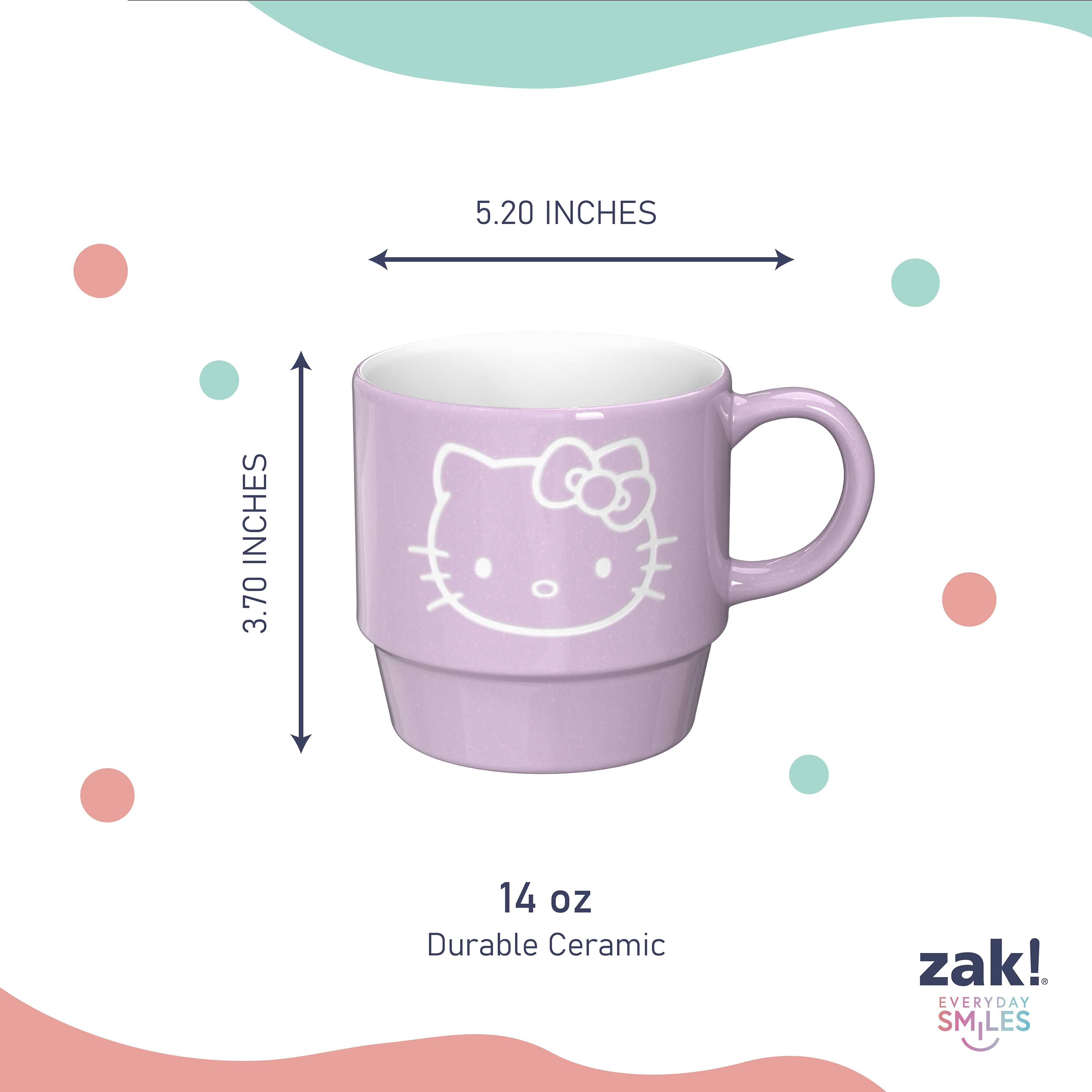 Zak Designs 14oz 4pc Hello Kitty Ceramic Stacking Mugs in Wire