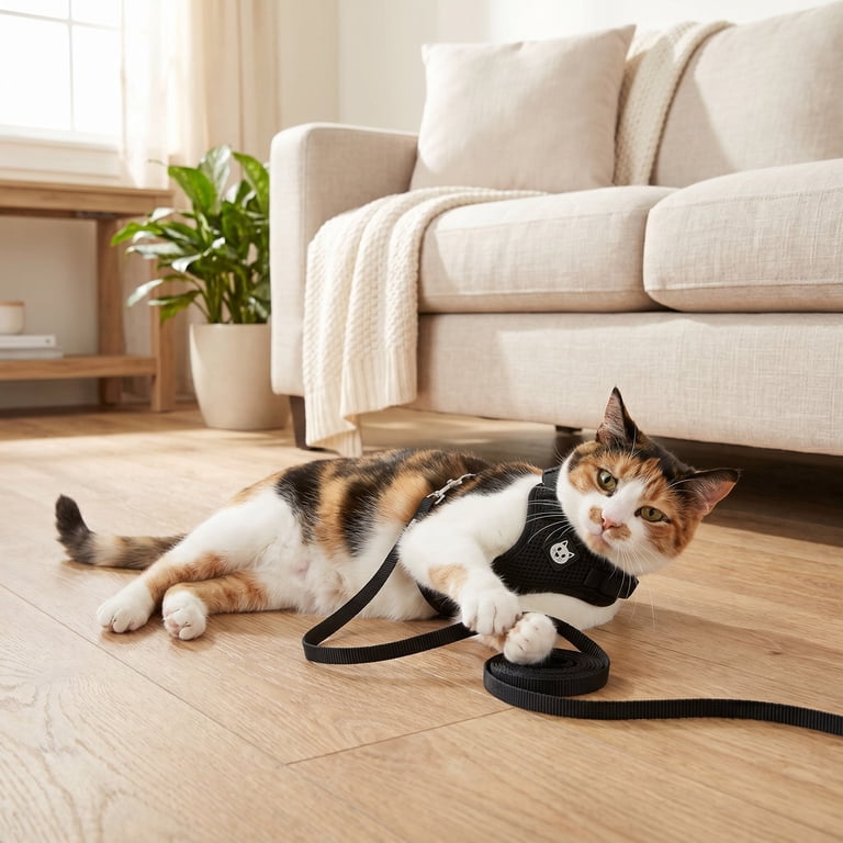 Vibrant Life Cat Harness and Leash Set, Black photo 3