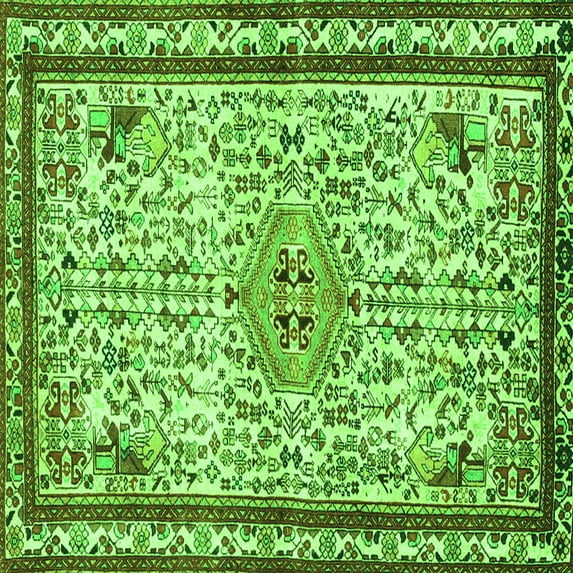 Ahgly Company Indoor Square Persian Green Traditional Area Rugs, 4' Square