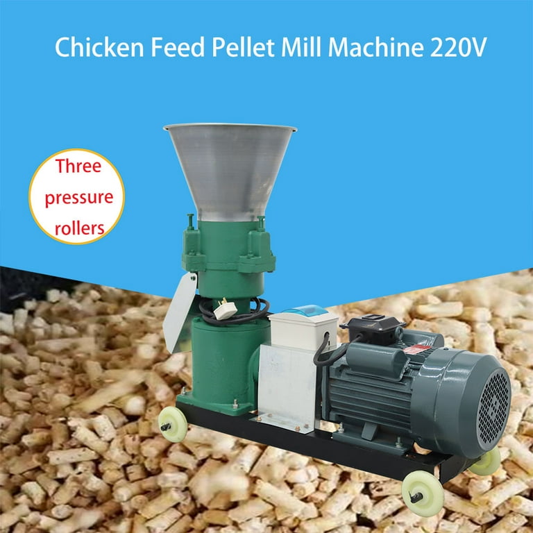 Techtongda Farm Animal Feed Pellet Mill Machine 4mm Chicken Feed Pelletizer 3000W 220V, Men's, Size: Large, Green