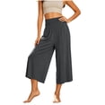 thumbnail image 6 of Ltctricy Wide Leg Palazzo Capri Pants for Women Yoga Lounge Cropped Pants with Pockets High Waist Casual Comfy Pants, 6 of 7