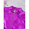 thumbnail image 4 of Yruioon Kids Girls Boys Jazz Dance Disco Costume Zip Up Metallic Bomber Jacket Coat Tops Outerwear Purple 16, 4 of 8