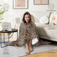thumbnail image 4 of Wearable Blanket,Brown and Black Leopard Print Hooded Wearable Flannel Blanket for Adults & Teens,Winter Poncho Shawl Wrap Cape Cozy Anti-Pill,50"x60", 4 of 5