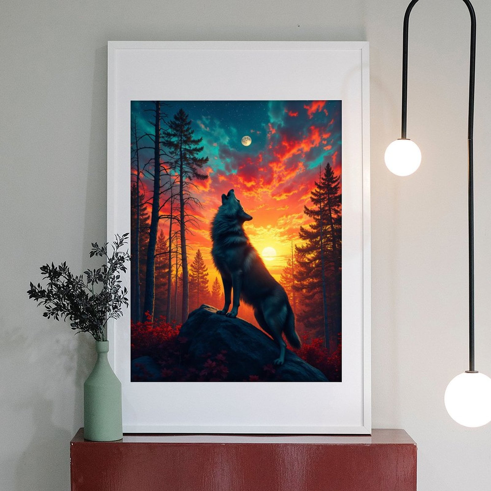 Diamond Art Kits for Adults - 5d Wolf Howling At Sunset Moon Diamond Painting for Adults, Diamond Art for Adults Beginners, Diamond Painting Kits for Adults for Home Wall Decor
