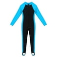 thumbnail image 3 of vastwit Kids Girls Full Body Swimsuit Rash Guard Wetsuit Long Sleeves Zipper Stirrups Foot Swimwear Lake Blue 7-8, 3 of 7
