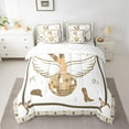 thumbnail image 3 of jejeloiu Cool Western Cowgirl 7 Pieces Bedding Comforter Set,Bowtie Disco Ball Full Bedding Set,Vintage Bull Skull Fitted Sheet Flat Sheet For Girls Kids,Luxury Bedroom Decor Reversible, 3 of 8
