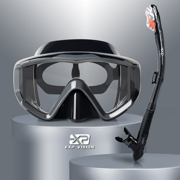 Set de Snorkel EXP VISION Pano 3 Ventanas para Adulto Gris Oscuro