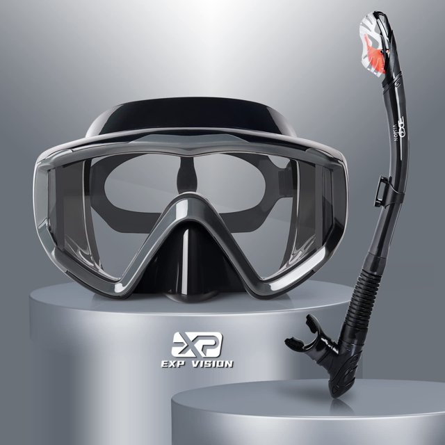 Set de Snorkel EXP VISION Pano 3 Ventanas para Adulto Gris Oscuro