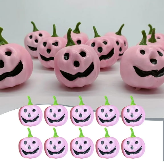 10Pcs Halloween Pumpkin Toys | Stress Relief & Party Favors for Kids | 7X5.5X5.5Cm Plastic Goodie Bag Fillers In White & Pink | Boys Girls Party Gifts