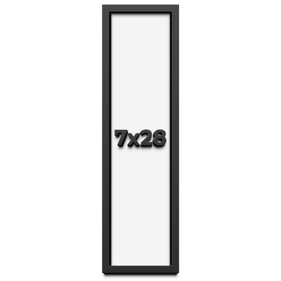 7x28 Shadow Box Frame Black | 1 inches Deep Real Wood Contemporary Shadowbox Display Frame | UV