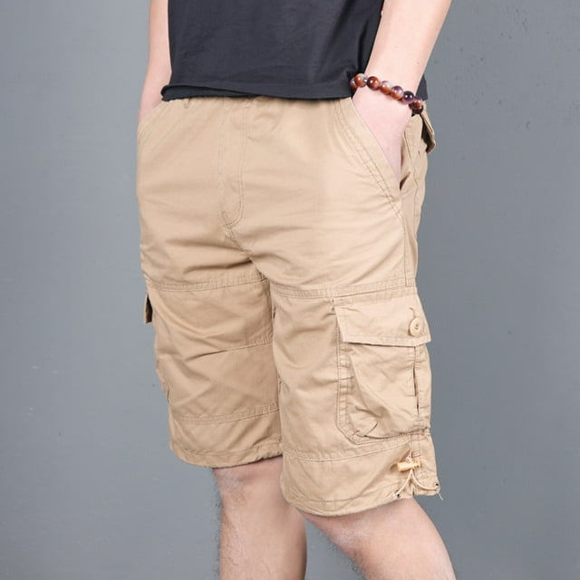 Weiqiqre Shorts Cargo pour Hommes, Coupe Décontractée, Shorts de Course avec Poches, Taille Élastique, Coton, Randonnée
