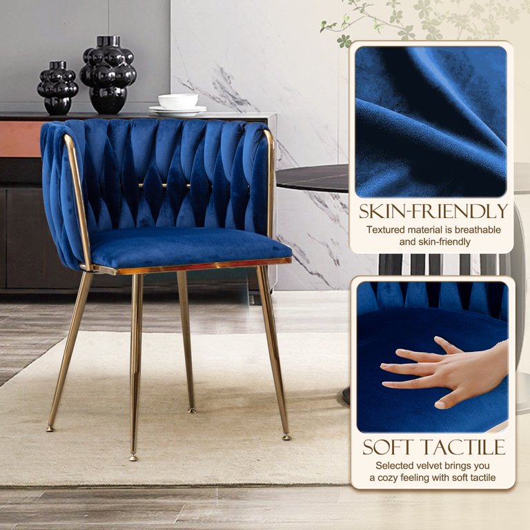 Dining Table Kitchen Chair Seat Cushions Tufted Textured Navy Blue