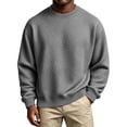 thumbnail image 2 of Men's Sweatshirt Solid Color Casual Loose Round Neck Sweatshirt Fall Winter, 2 of 8